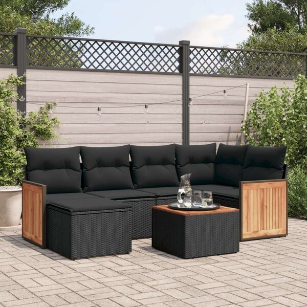 VidaXL Polyrattan Kerti Ülőgarnitúra - 7 részes - Fekete