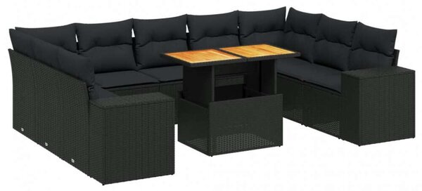 VidaXL Polyrattan Kerti Ülőgarnitúra - 10 részes - Fekete