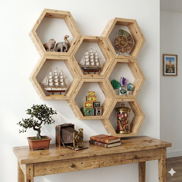 Hanah Home Decorative Wooden Wall Shelf Wooden Raf361