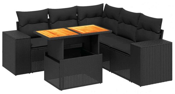 VidaXL Polyrattan Kerti Ülőgarnitúra - 6 részes - Fekete