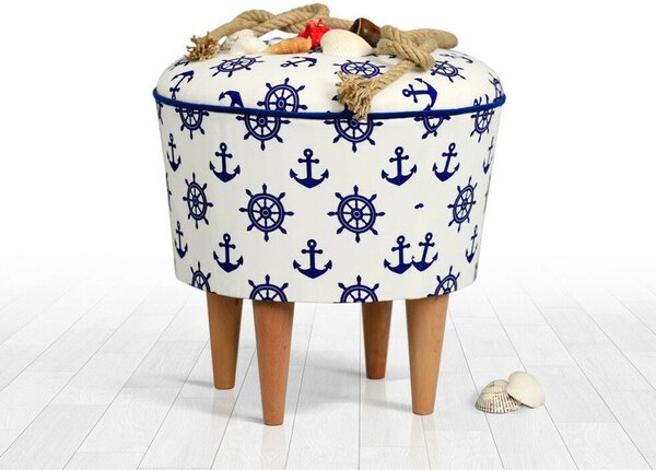 Atelier Del Sofa Cunda puff - kék-fehér