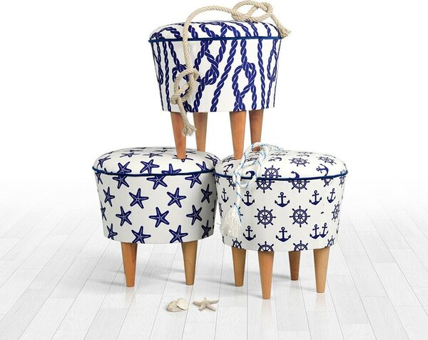 Atelier Del Sofa Cunda v3 puff - Kék, Fehér