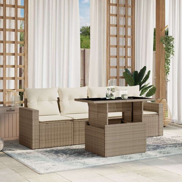 VidaXL Polyrattan Kerti Ülőgarnitúra - 5 részes - Bézs