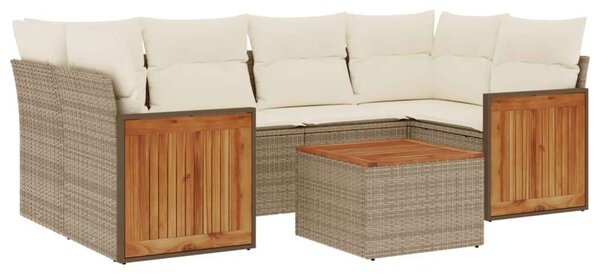 Polyrattan Kerti Ülőgarnitúra - 7 részes - Bézs