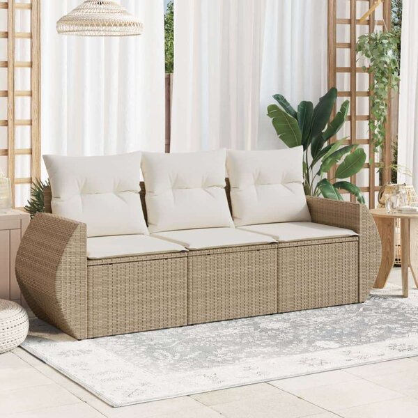 VidaXL Polyrattan Kerti Ülőgarnitúra - 3 részes - Bézs