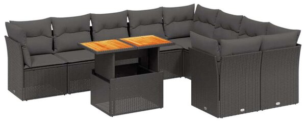 VidaXL Polyrattan Kerti Ülőgarnitúra - 10 részes - Fekete