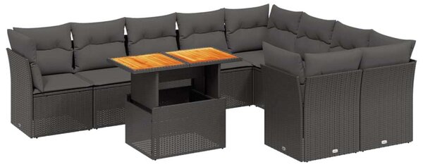 VidaXL Polyrattan Kerti Ülőgarnitúra - 10 részes - Fekete