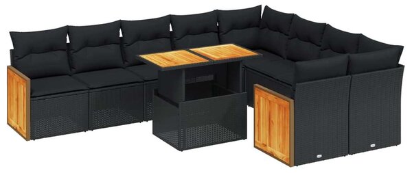VidaXL Polyrattan Kerti Ülőgarnitúra - 10 részes - Fekete