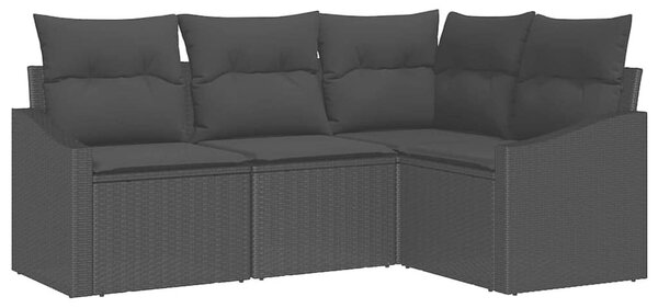 VidaXL Kanapé Szett párnával 4 pcs Fekete polirattan