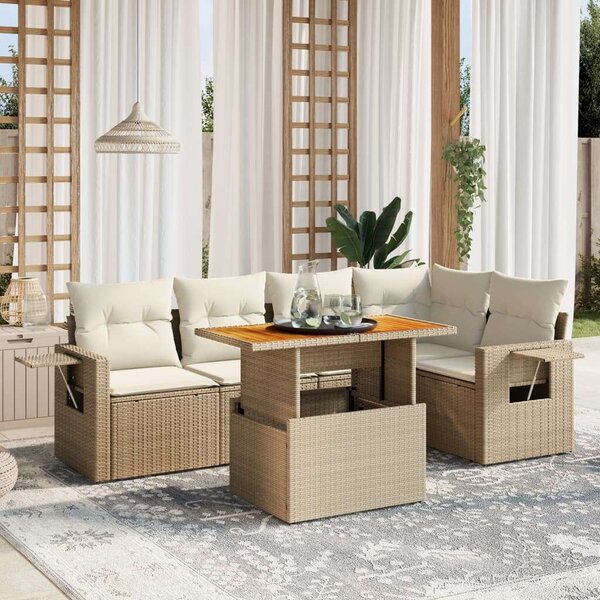 VidaXL Polyrattan Kerti Ülőgarnitúra - 6 részes - Bézs
