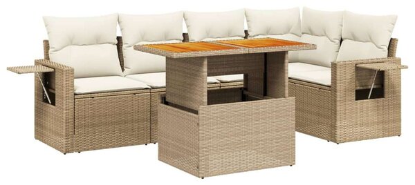 VidaXL Polyrattan Kerti Ülőgarnitúra - 6 részes - Bézs