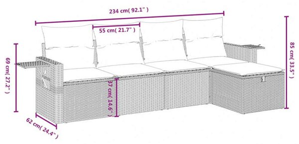 VidaXL Polyrattan Kerti Ülőgarnitúra - 5 részes - Bézs