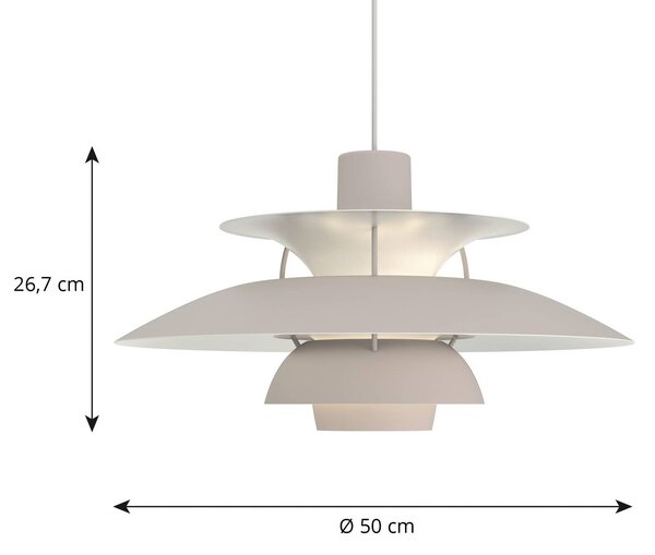 Louis Poulsen PH 5 500 lógó lámpa, egyszínű szürke, Ø 50 cm, dimmelhető, Alu / szürke / cink, Nappali / Étkező, Alumínium, Dizájn