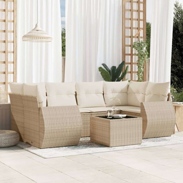 VidaXL Polyrattan Kerti Ülőgarnitúra - 7 részes, Bézs