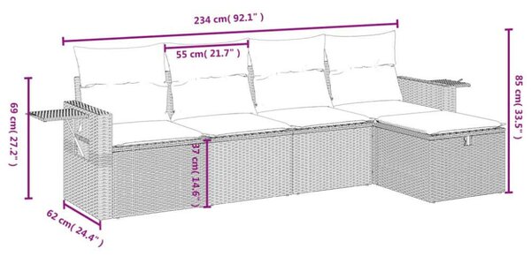 VidaXL Polyrattan Kerti Ülőgarnitúra - 5 részes - Bézs