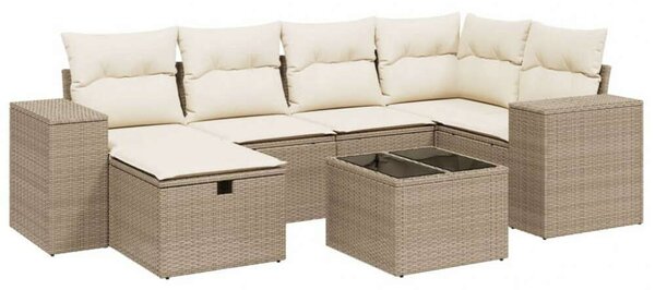 VidaXL Polyrattan Kerti Ülőgarnitúra - 7 részes - Bézs