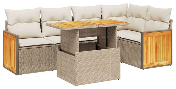 VidaXL Polyrattan Kerti Ülőgarnitúra - 6 részes - Bézs