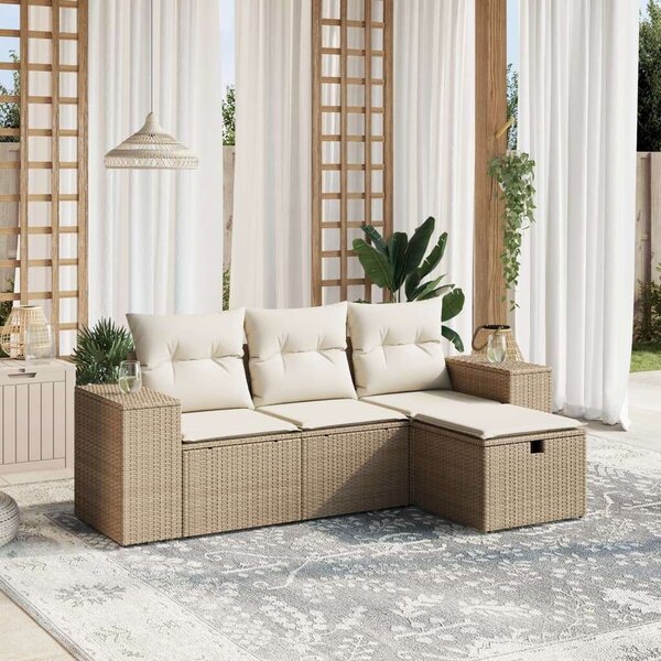 VidaXL Polyrattan Kerti Ülőgarnitúra - 4 részes - Bézs