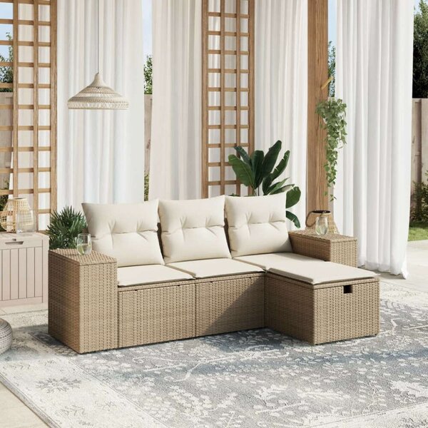VidaXL Polyrattan Kerti Ülőgarnitúra - 4 részes - Bézs