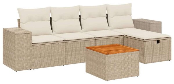 VidaXL Polyrattan Kerti Ülőgarnitúra - 6 részes - Bézs