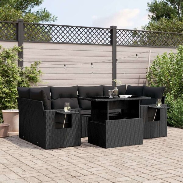 VidaXL Polyrattan Kerti Ülőgarnitúra - 7 részes - Fekete