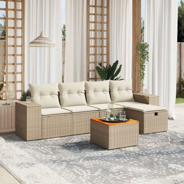 VidaXL Polyrattan Kerti Ülőgarnitúra - 6 részes - Bézs