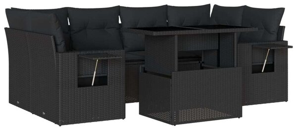 VidaXL Polyrattan Kerti Ülőgarnitúra - 7 részes - Fekete