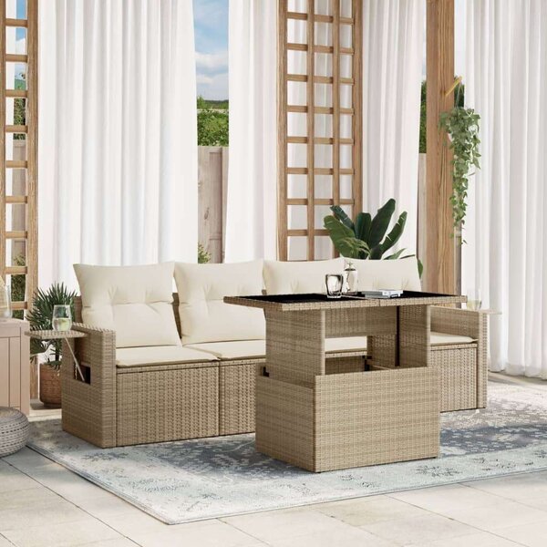 VidaXL 5 részes Polyrattan Kerti Ülőgarnitúra - Bézs