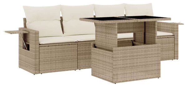 VidaXL 5 részes Polyrattan Kerti Ülőgarnitúra - Bézs