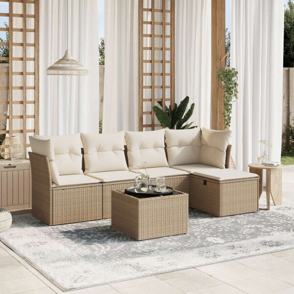 VidaXL Polyrattan Kerti Ülőgarnitúra - 6 részes - Bézs