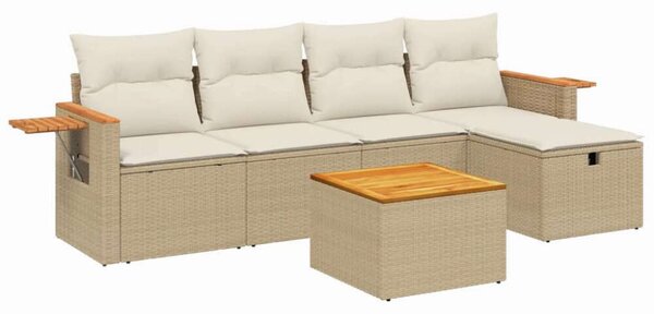 Polyrattan Kerti Ülőgarnitúra - 6 részes - Bézs