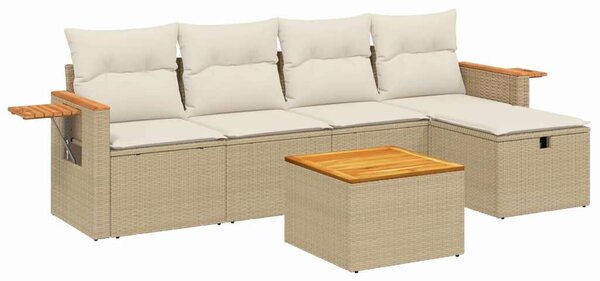 Polyrattan Kerti Ülőgarnitúra - 6 részes - Bézs