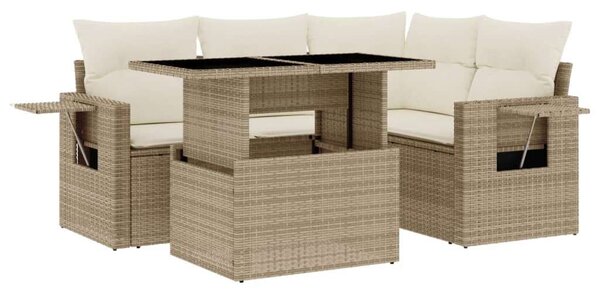 Polyrattan Kerti Ülőgarnitúra - 5 részes - Bézs