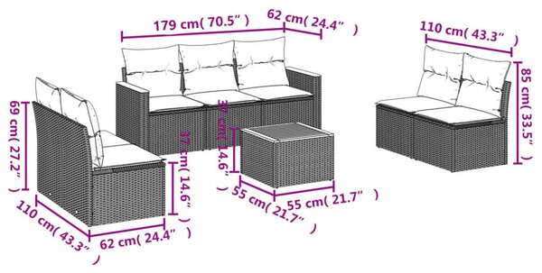 VidaXL Polyrattan Kerti Ülőgarnitúra - 8 részes - Bézs