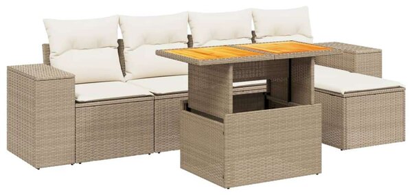 VidaXL Polyrattan Kerti Ülőgarnitúra - 6 részes, Bézs