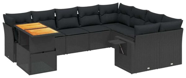 VidaXL Polyrattan Kerti Ülőgarnitúra - 10 részes - Fekete