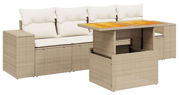 VidaXL Polyrattan Kerti Ülőgarnitúra - 5 részes - Bézs