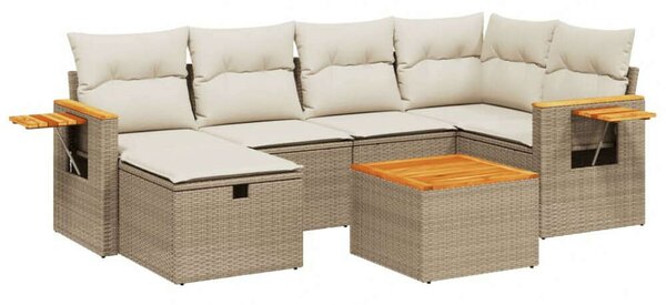 VidaXL Polyrattan Kerti Ülőgarnitúra - 7 részes - Bézs