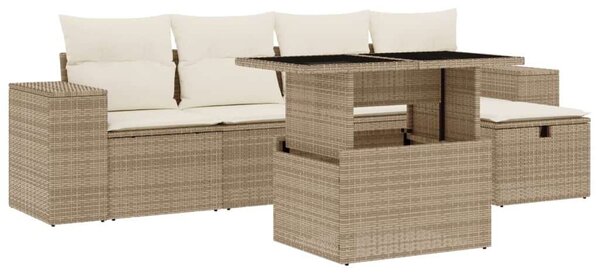 VidaXL Polyrattan Kerti Ülőgarnitúra - 6 részes - Bézs