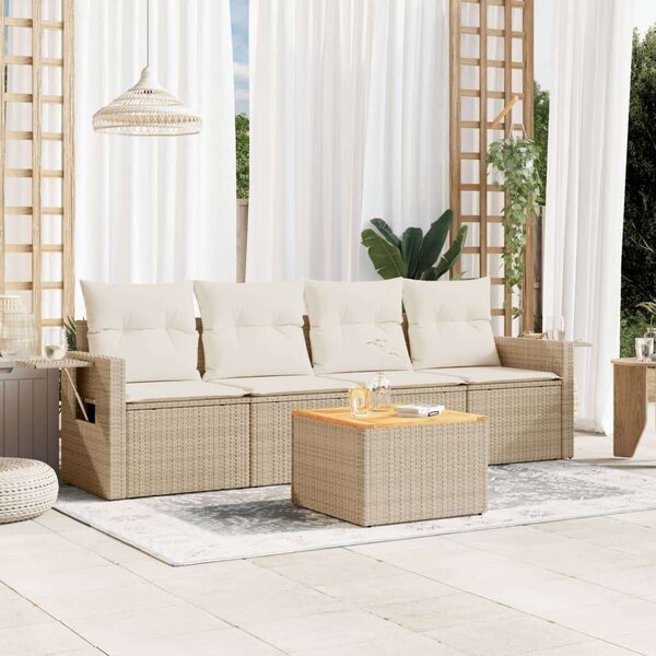 VidaXL Polyrattan Kerti Ülőgarnitúra - 5 részes - Bézs