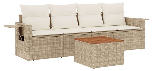 VidaXL Polyrattan Kerti Ülőgarnitúra - 5 részes - Bézs