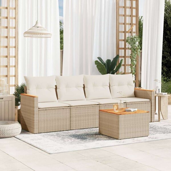 VidaXL Polyrattan Kerti Ülőgarnitúra - 5 részes - Bézs
