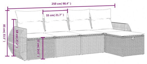 VidaXL Polyrattan Kerti Ülőgarnitúra - 5 részes - Bézs