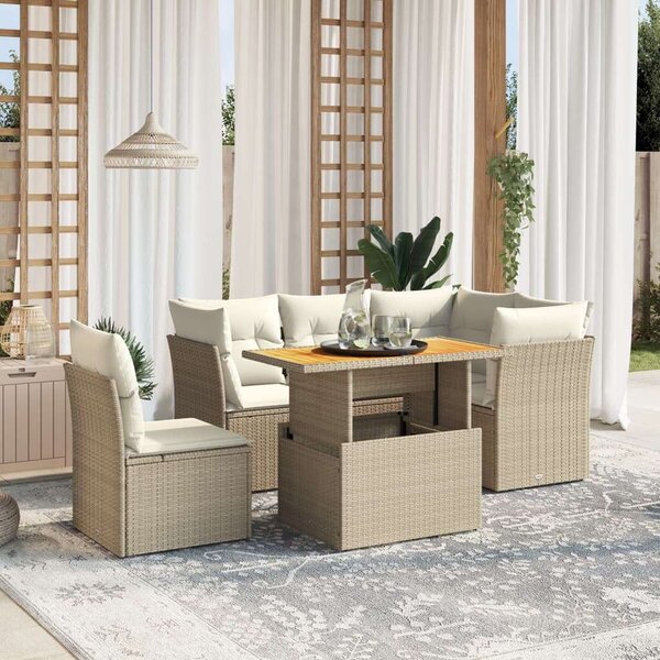 VidaXL Polyrattan Kerti Ülőgarnitúra - 5 részes - Bézs