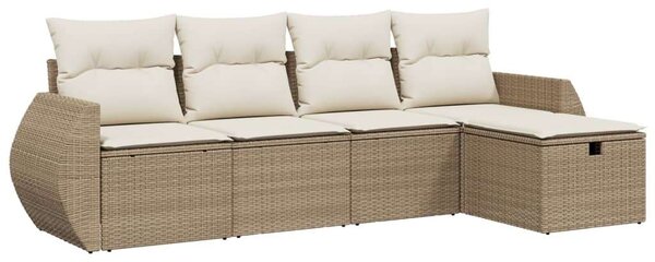 VidaXL Polyrattan Kerti Ülőgarnitúra - 5 részes - Bézs
