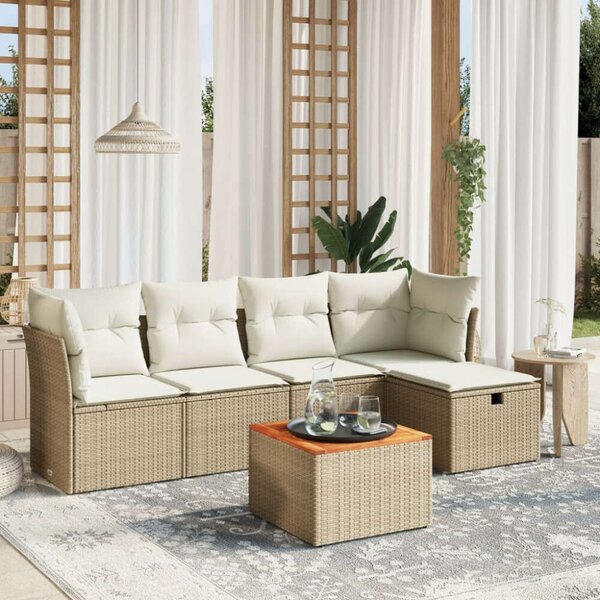 VidaXL Polyrattan Kerti Ülőgarnitúra - 6 részes - Bézs