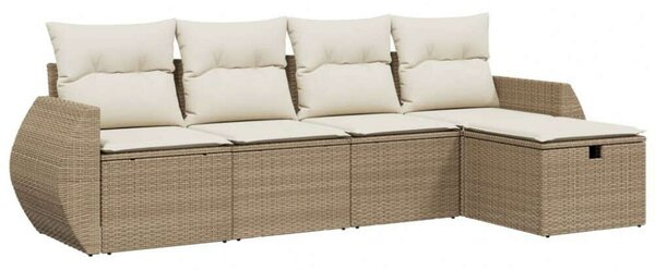 VidaXL Polyrattan Kerti Ülőgarnitúra - 5 részes - Bézs
