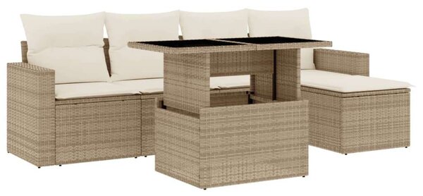 VidaXL Polyrattan Kerti Ülőgarnitúra - 6 részes - Bézs