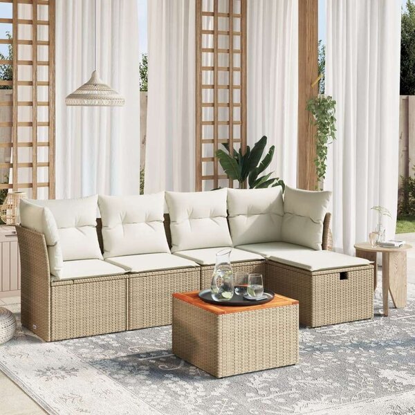 VidaXL Polyrattan Kerti Ülőgarnitúra - 6 részes - Bézs