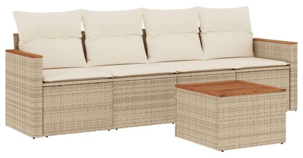 VidaXL Polyrattan Kerti Ülőgarnitúra - 5 részes - Bézs